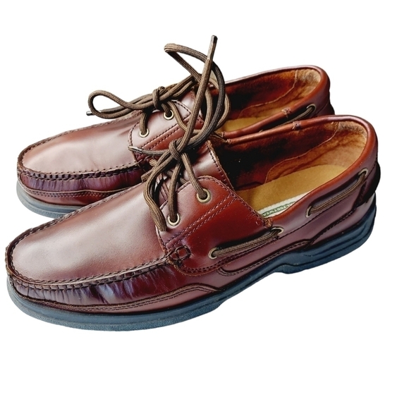 Cary Country Men's Rugged Casual Tobias Burgundy Leather Loafer Sz 10 Boat Shoe - Picture 4 of 12